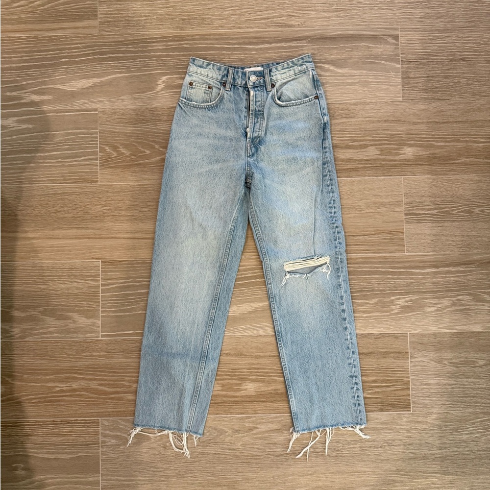 Zara Light Blue Distressed Jeans